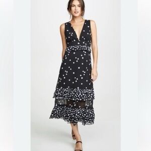 La Mason Talulah Black & White Polka Dot Midi Dress | Size S | Like New